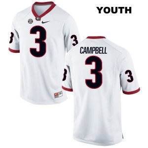 Youth Georgia Bulldogs NCAA #3 Tyson Campbell Nike Stitched White Authentic College Football Jersey RKI7054NB